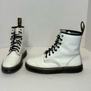 Dr. Martens Zavala combat‎ boots in white leather Size 10